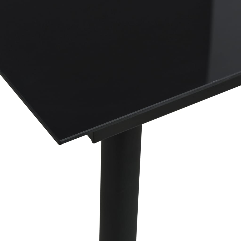 Dining Set | Oak and Black | Poly rattan, powder-coated steel, glass