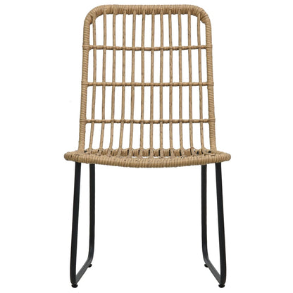 Dining Set | Oak and Black | Poly rattan, powder-coated steel, glass