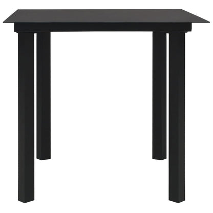 Dining Set | Oak and black | Poly rattan, powder-coated steel, glass
