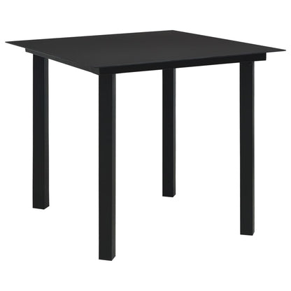 Dining Set | Oak and Black | Poly rattan, powder-coated steel, glass