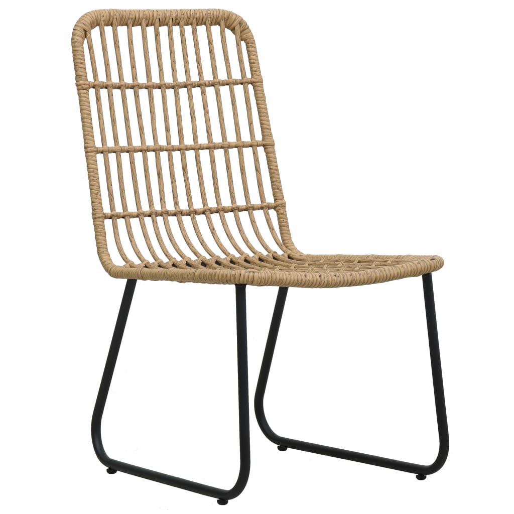 Dining Set | Oak and Black | Poly Rattan, Powder-Coated Steel, Glass