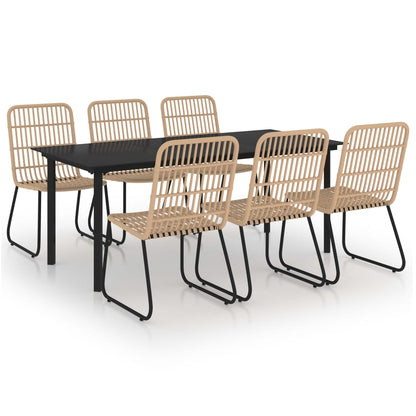 Dining Set | Oak and black | Poly rattan | 190 x 90 x 74 cm | Stackable