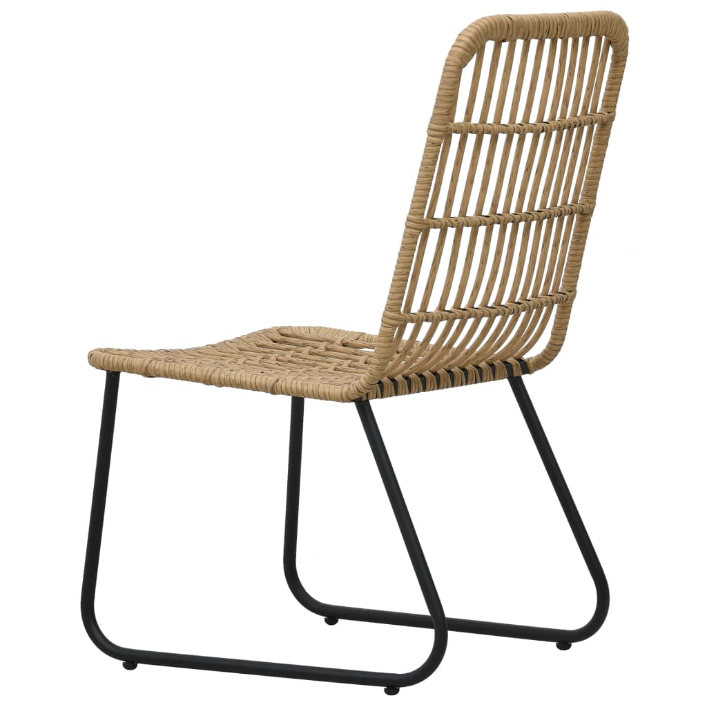 Dining Set | Oak and black | Poly rattan | 190 x 90 x 74 cm | Stackable