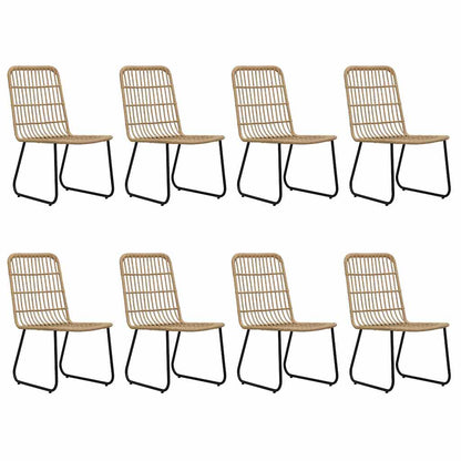Dining Set | Oak and Black | Poly Rattan, Steel, Glass | Large