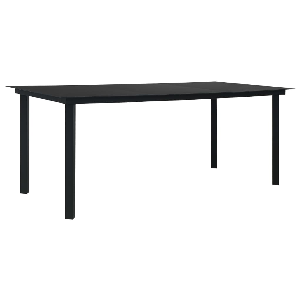 Dining Set | Oak and Black | Poly Rattan, Steel, Glass | Large