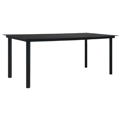 Dining Set | Oak and Black | Poly Rattan, Steel, Glass | Large