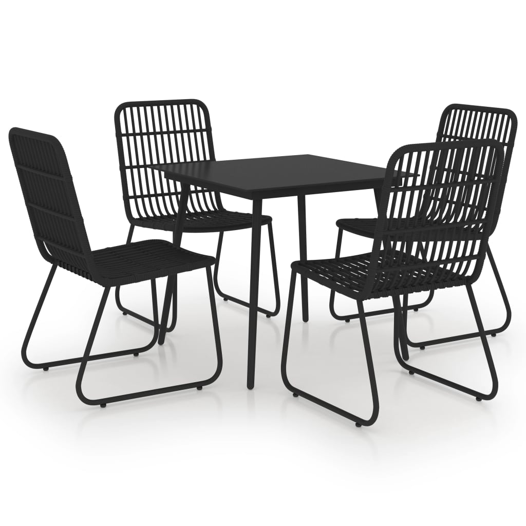 Dining Set | Black | Poly rattan | 80cm x 80cm x 74cm | Durable