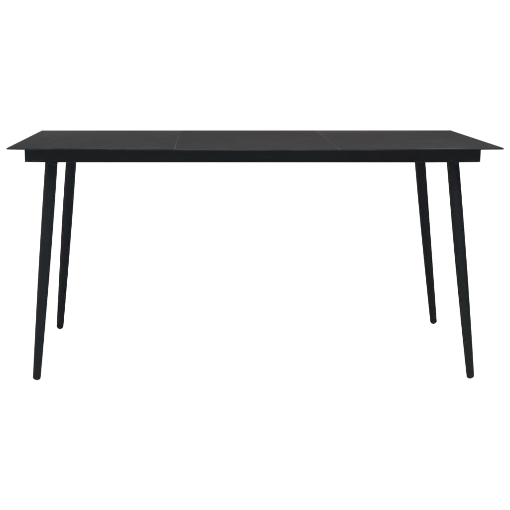 Dining Set | Black | Poly rattan, powder-coated steel, glass | Large