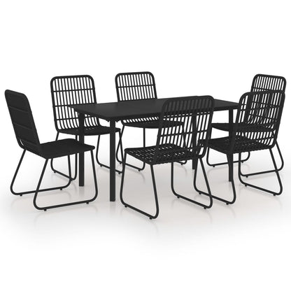 Dining Set | Black | Poly rattan, powder-coated steel, glass