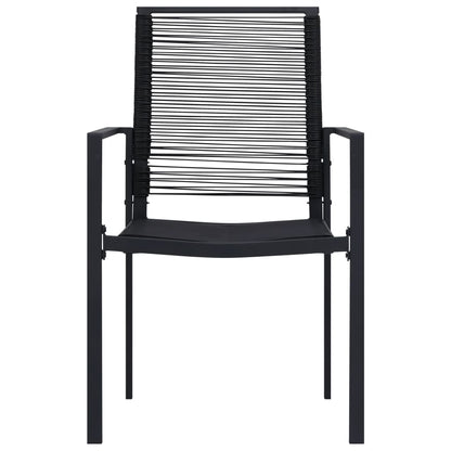 Dining Set | Black | Glass, Powder-Coated Steel, PVC Hollow Rattan