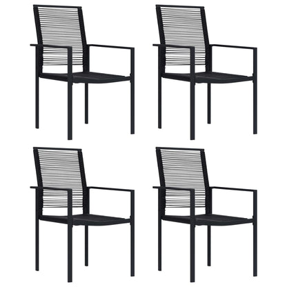 Dining Set | Black | Glass, Powder-Coated Steel, PVC Hollow Rattan
