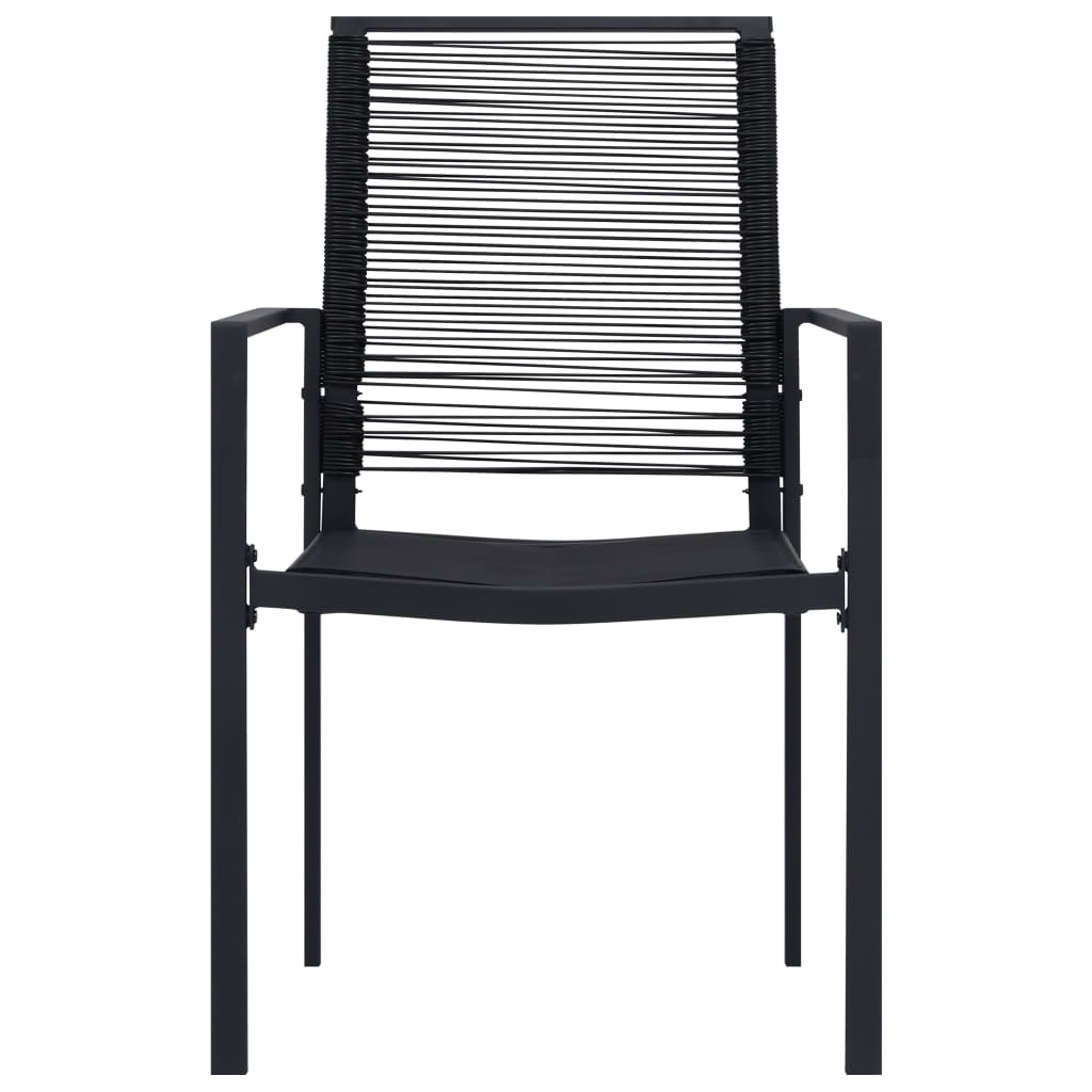 Dining Set | Black | Glass, Powder-Coated Steel, PVC Hollow Rattan