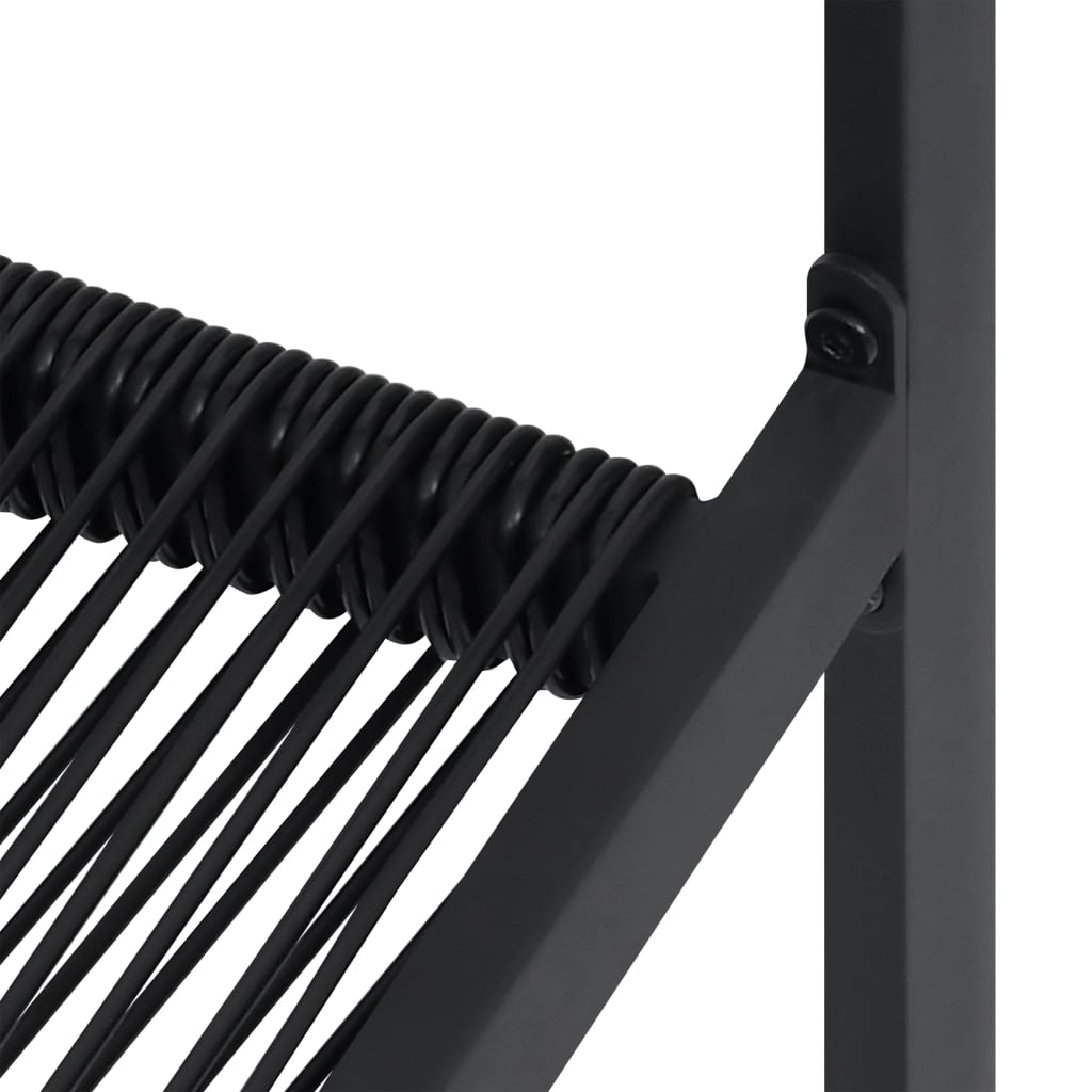 Dining Set | Black | Glass, Powder-Coated Steel, PVC Hollow Rattan