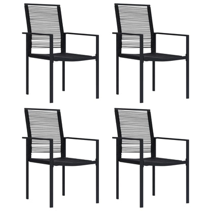 Dining Set | Black | Powder-Coated Steel, PVC Hollow Rattan, Glass