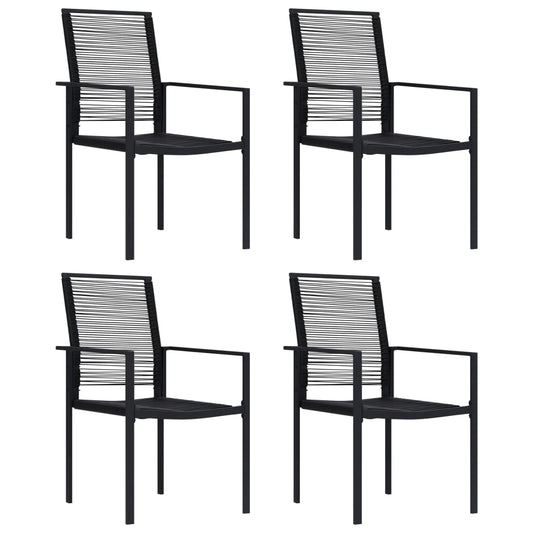 Dining Set | Black | Powder-Coated Steel, PVC Hollow Rattan, Glass