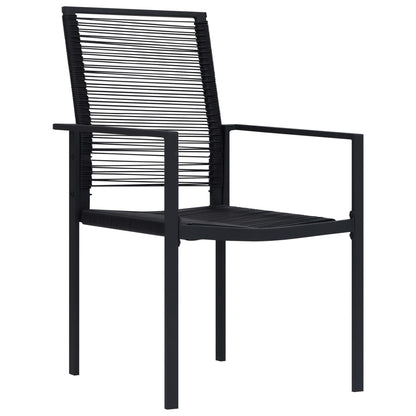 Dining Set | Black | Powder-Coated Steel, PVC Hollow Rattan, Glass