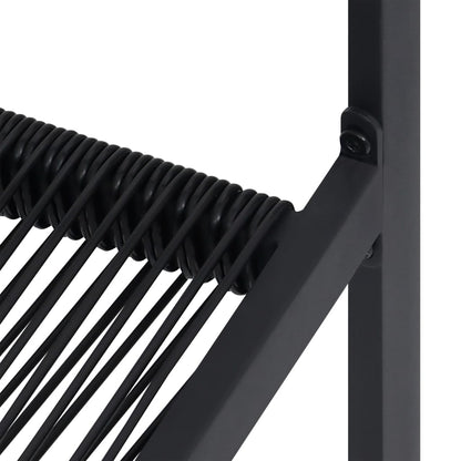 Dining Set | Black | Powder-Coated Steel, PVC Hollow Rattan, Glass