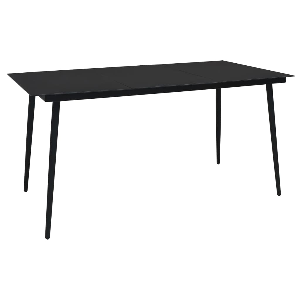 Dining Set | Black | Powder-Coated Steel, PVC Hollow Rattan, Glass