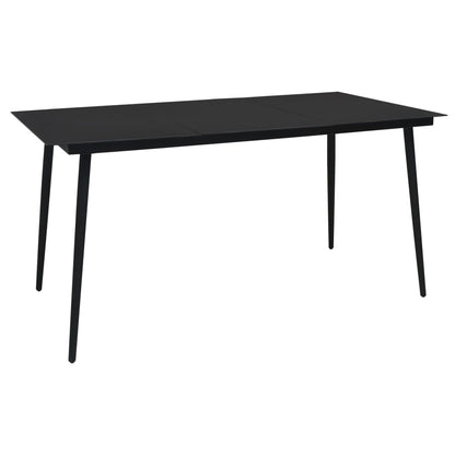 Dining Set | Black | Powder-Coated Steel, PVC Hollow Rattan, Glass