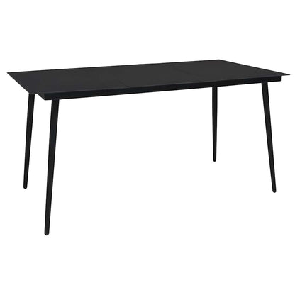 Dining Set | Black | Powder-Coated Steel | Large | Durable | Dining Set