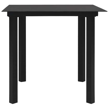 Dining Set | Black | Glass, Powder-coated steel, PVC hollow rattan