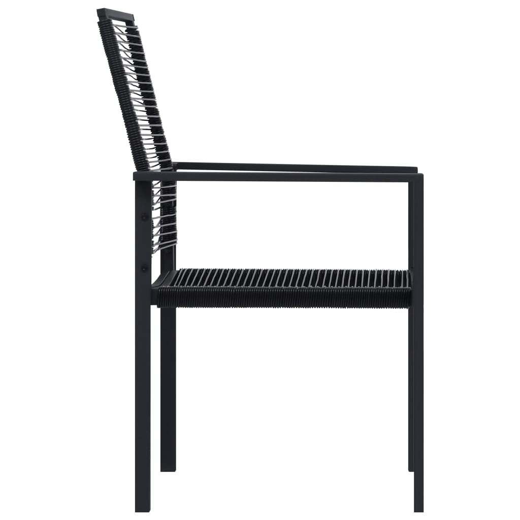 Dining Set | Black | Glass, Powder-Coated Steel, PVC Rattan | 7-piece set