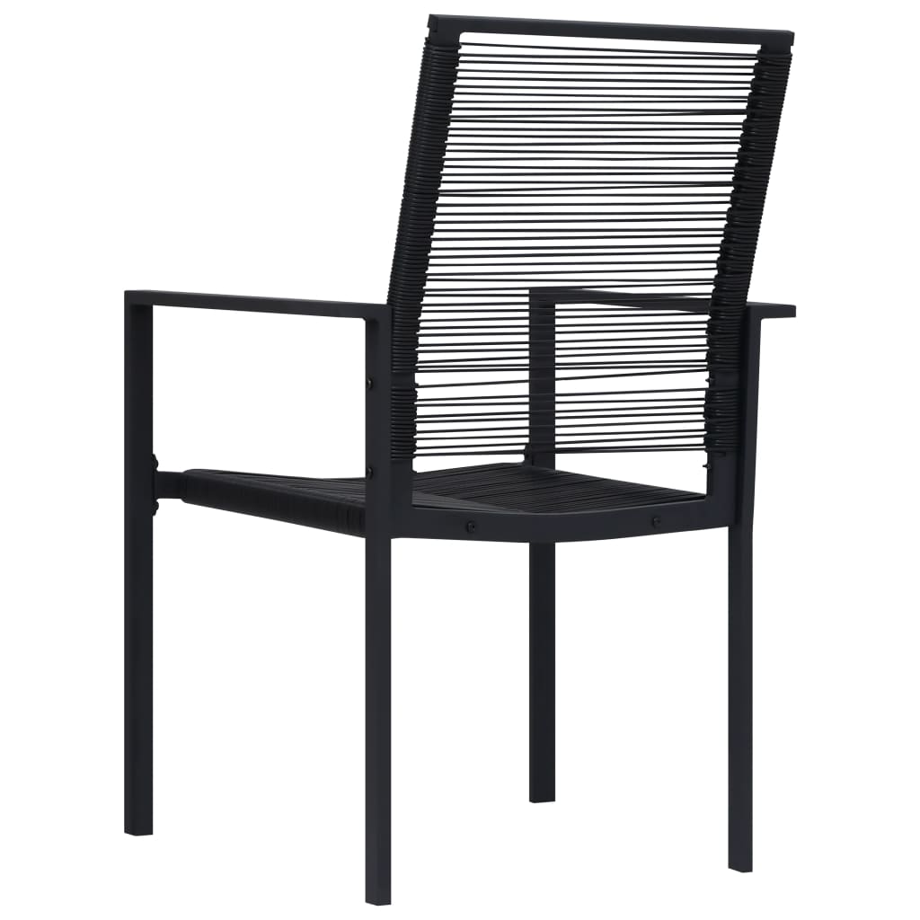 Dining Set | Black | Glass, Powder-Coated Steel, PVC Rattan | 7-piece set