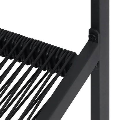 Dining Set | Black | Glass, Powder-Coated Steel, PVC Hollow Rattan