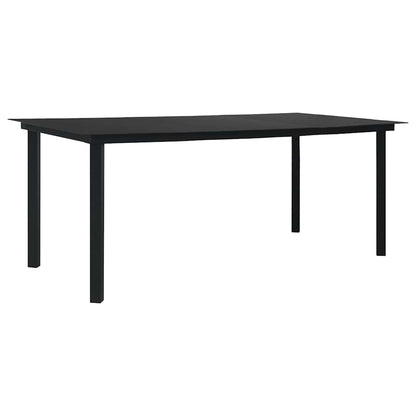 Dining Set | Black | Glass, Powder-Coated Steel, PVC Hollow Rattan