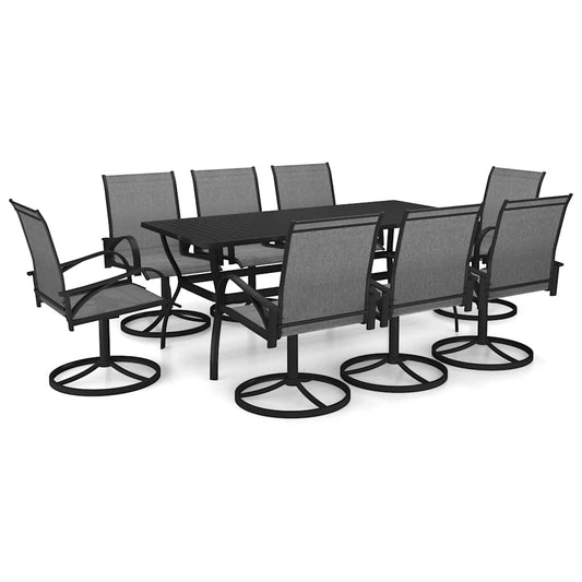 9 Piece Garden Dining Set Textilene and Steel