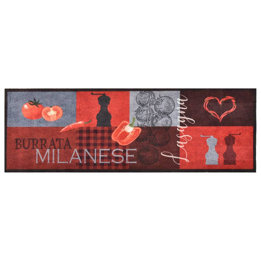 Kitchen Carpet | Red, Black, Grey | Polyamide, Latex | 60x300 cm