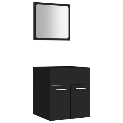 2 Piece Bathroom Furniture Set Black Engineered Wood