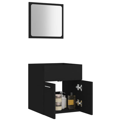 2 Piece Bathroom Furniture Set Black Engineered Wood