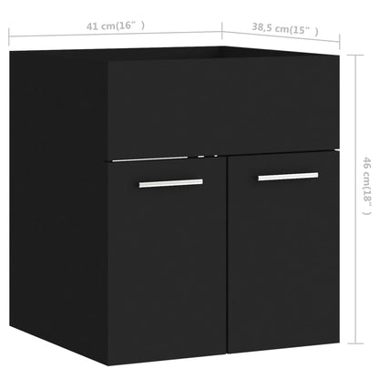 2 Piece Bathroom Furniture Set Black Engineered Wood