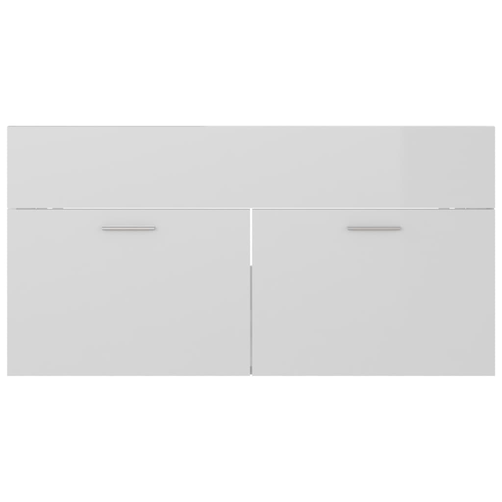 2 Piece Bathroom Furniture Set High Gloss White Engineered Wood