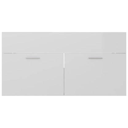 2 Piece Bathroom Furniture Set High Gloss White Engineered Wood