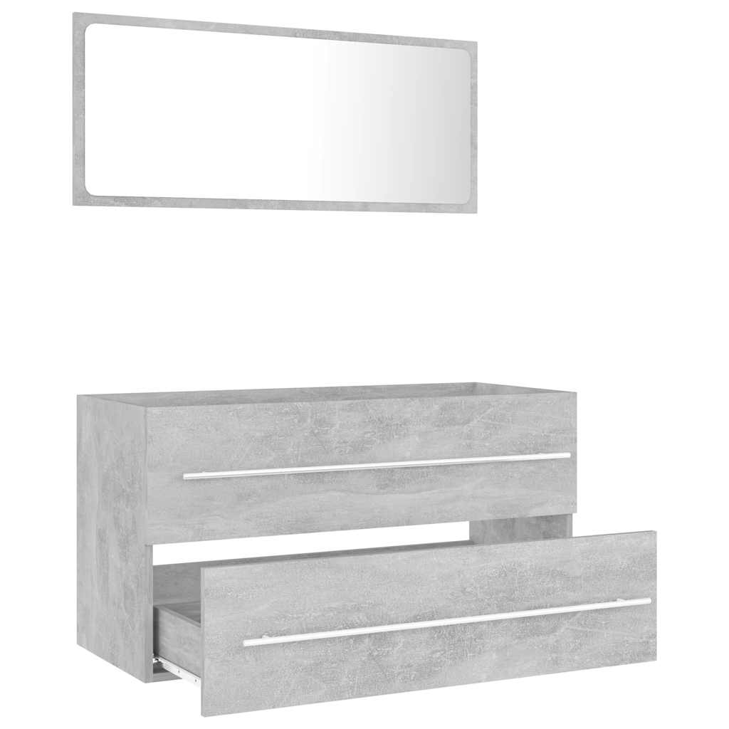 Bathroom Furniture Set | Concrete grey | Engineered wood | Medium