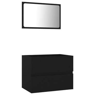 2 Piece Bathroom Furniture Set Black Engineered Wood