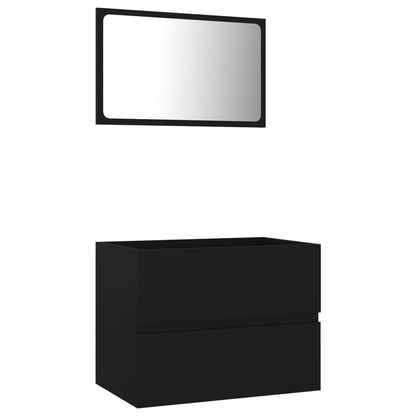 2 Piece Bathroom Furniture Set Black Engineered Wood