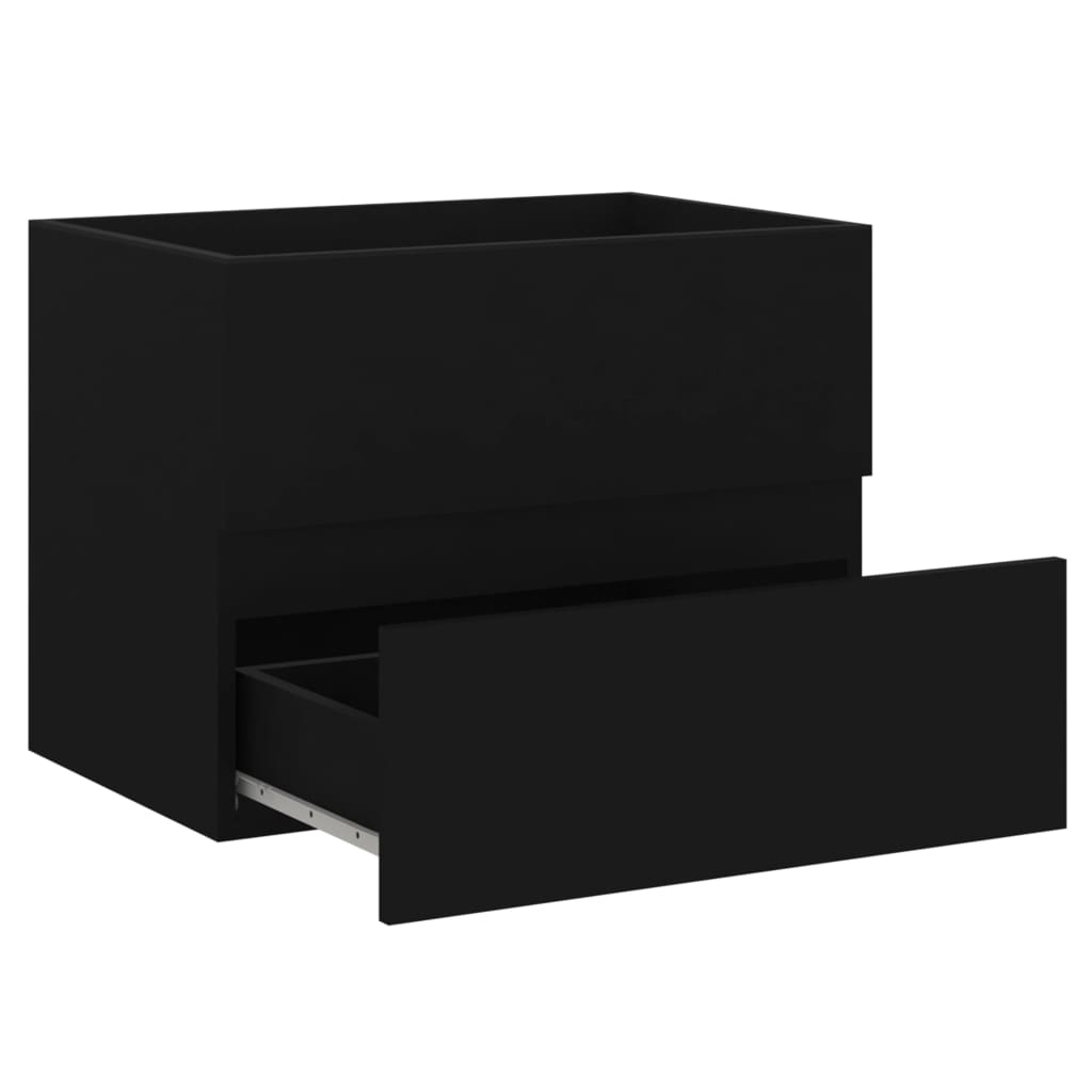 2 Piece Bathroom Furniture Set Black Engineered Wood