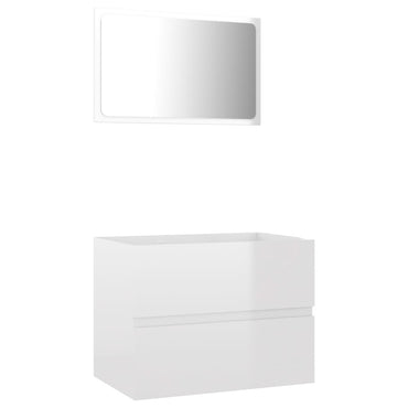 2 Piece Bathroom Furniture Set High Gloss White Engineered Wood