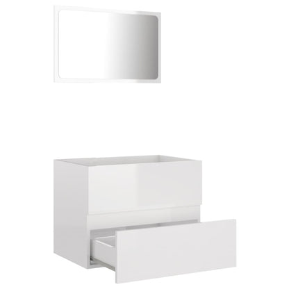 2 Piece Bathroom Furniture Set High Gloss White Engineered Wood