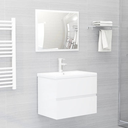 2 Piece Bathroom Furniture Set High Gloss White Engineered Wood