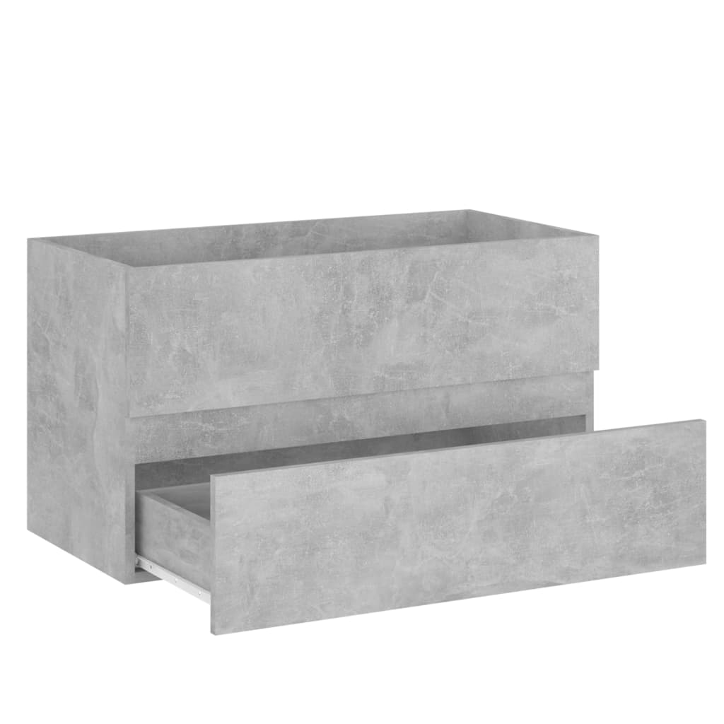 2 Piece Bathroom Furniture Set Concrete Grey Engineered Wood