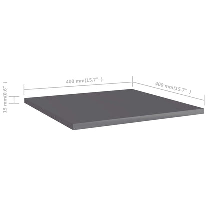 Bookshelf Boards 8 pcs High Gloss Gray 15.7"x15.7"x0.6" Engineered Wood