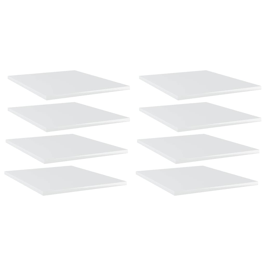 Bookshelf Boards 8 pcs High Gloss White 15.7"x19.7"x0.6" Engineered Wood