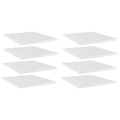 Bookshelf Boards 8 pcs High Gloss White 15.7"x19.7"x0.6" Engineered Wood