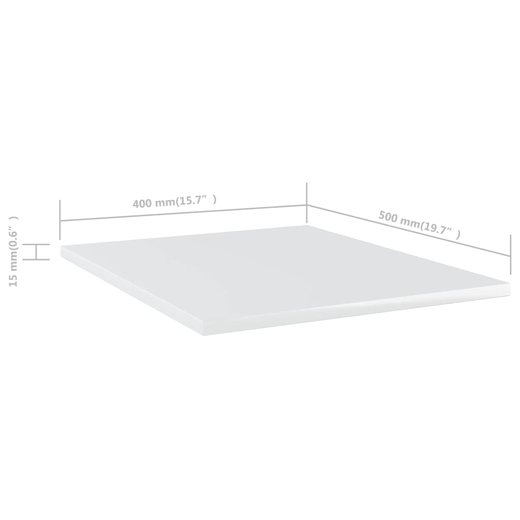 Bookshelf Boards 8 pcs High Gloss White 15.7"x19.7"x0.6" Engineered Wood