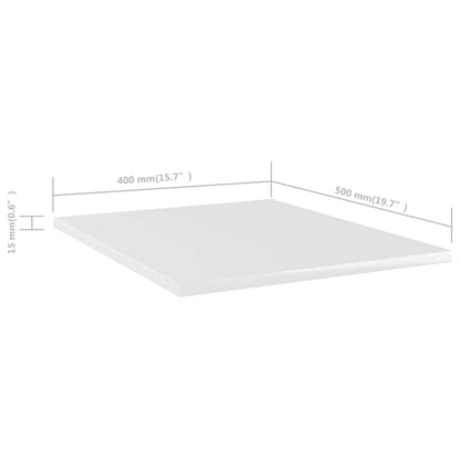 Bookshelf Boards 8 pcs High Gloss White 15.7"x19.7"x0.6" Engineered Wood