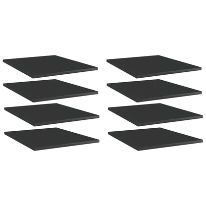 Bookshelf Boards 8 pcs High Gloss Black 15.7"x19.7"x0.6" Engineered Wood